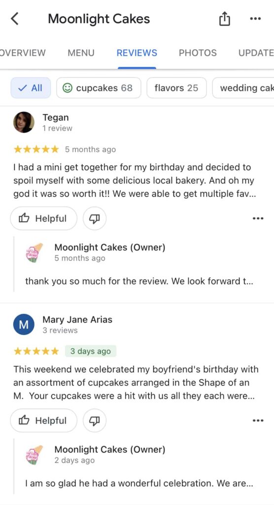 Cake shop reviews